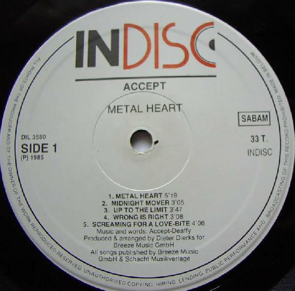 Accept : Metal Heart (LP, Album)