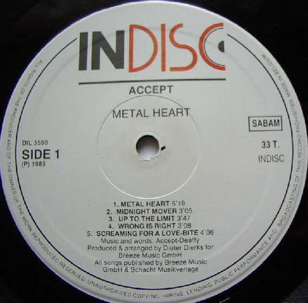 Accept : Metal Heart (LP, Album)