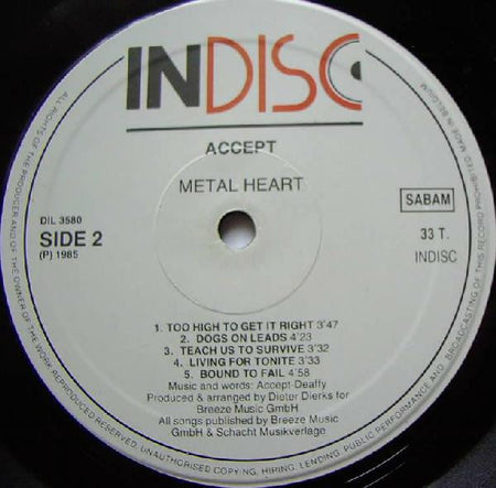 Accept : Metal Heart (LP, Album)