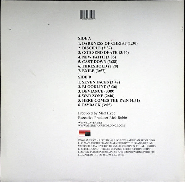 Slayer : God Hates Us All (LP, Album, Ltd, Red)