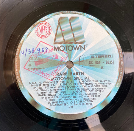 Rare Earth : Motown Special Rare Earth (LP, Comp, RE)