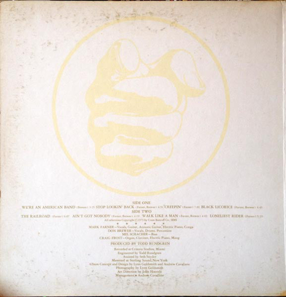 Grand Funk Railroad : We're An American Band (LP, Album, Gat)