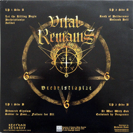 Vital Remains : Dechristianize (2xLP, Album)