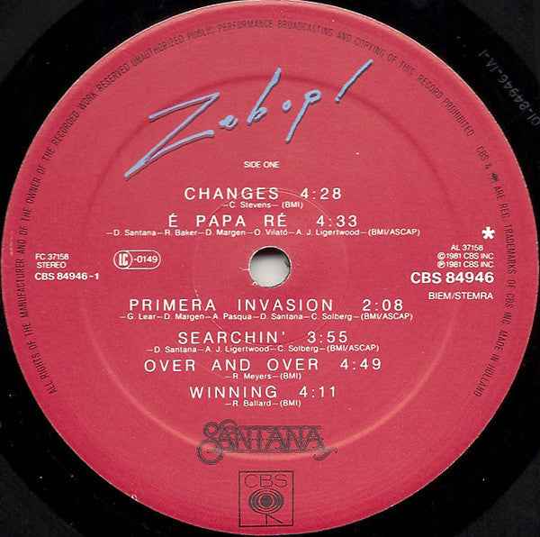 Santana Zebop! (LP) (Very Good Plus (VG+))