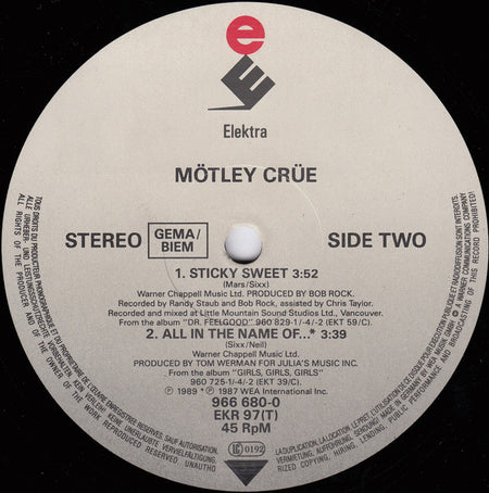 Mötley Crüe : Dr. Feelgood (12", Single)