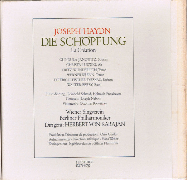 Joseph Haydn – Berliner Philharmoniker, Herbert von Karajan : Die Schöpfung (2xLP, Club, S/Edition + Box)