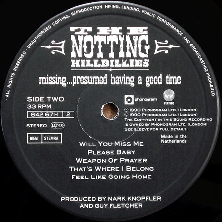 The Notting Hillbillies : Missing...Presumed Having A Good Time (LP, Album)