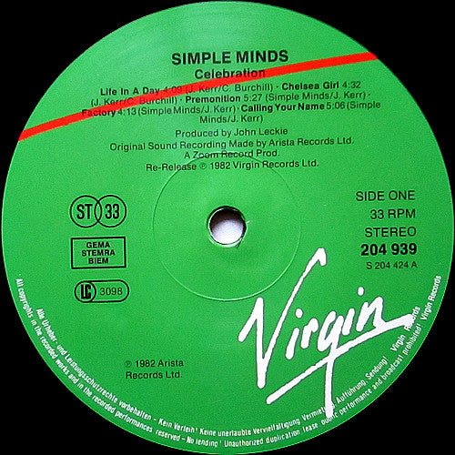 Simple Minds : Celebration (LP, Comp)