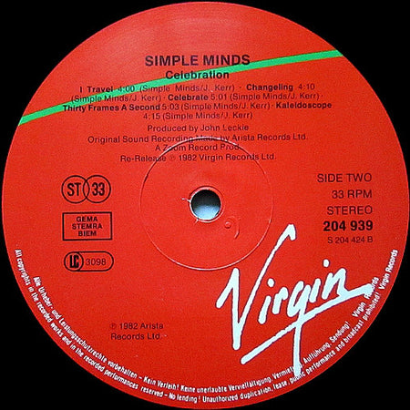 Simple Minds : Celebration (LP, Comp)