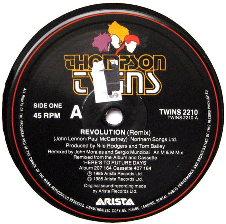 Thompson Twins : Revolution (Remix) (12", Single)