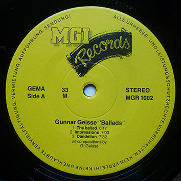 Gunnar Geisse : Ballads (LP)