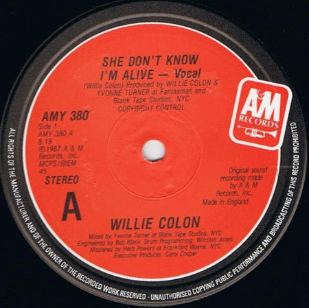 Willie Colón : She Don't Know I'm Alive (12")