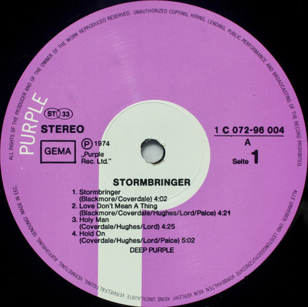 Deep Purple : Stormbringer (LP, Album, RE)