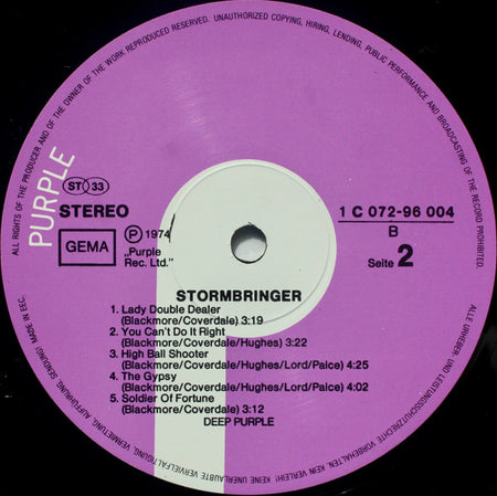 Deep Purple : Stormbringer (LP, Album, RE)