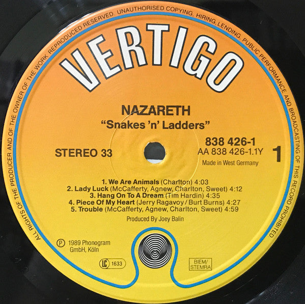Nazareth (2) : Snakes 'N' Ladders (LP, Album)