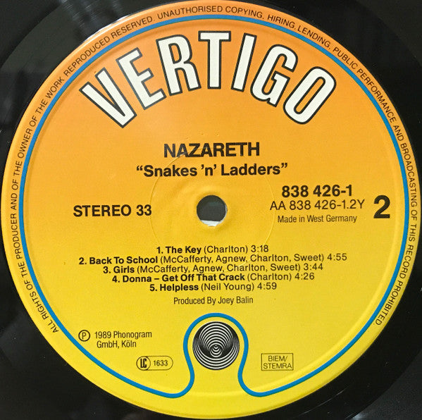 Nazareth (2) : Snakes 'N' Ladders (LP, Album)