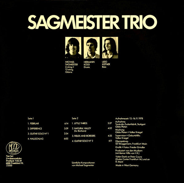 Sagmeister Trio : Sagmeister Trio (LP, Album)