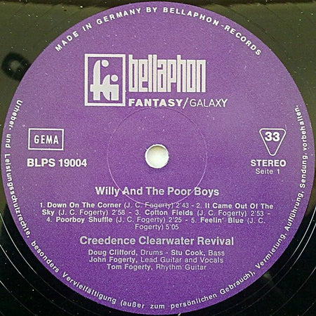 Creedence Clearwater Revival : Willy And The Poor Boys (LP, Album, RE)