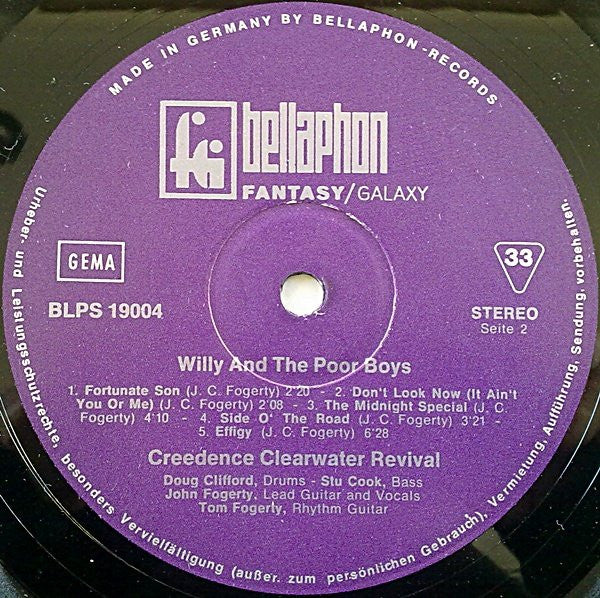Creedence Clearwater Revival : Willy And The Poor Boys (LP, Album, RE)