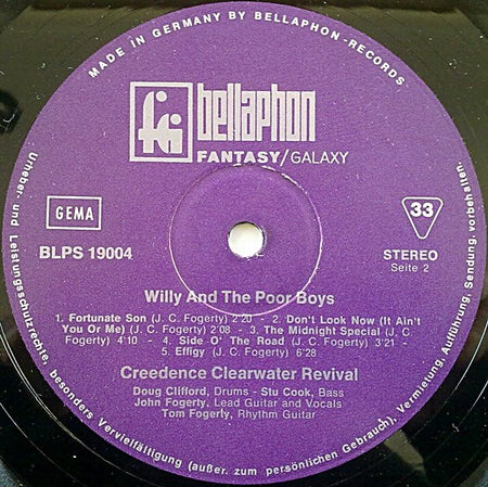 Creedence Clearwater Revival : Willy And The Poor Boys (LP, Album, RE)