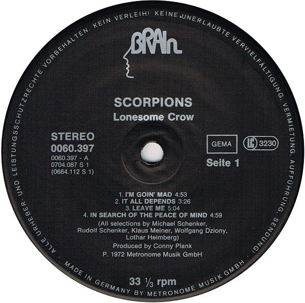 Scorpions : Lonesome Crow (LP, Album, RE)