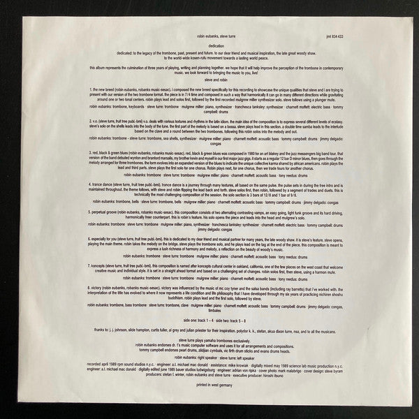 Steve Turre, Robin Eubanks : Dedication (LP, Album)