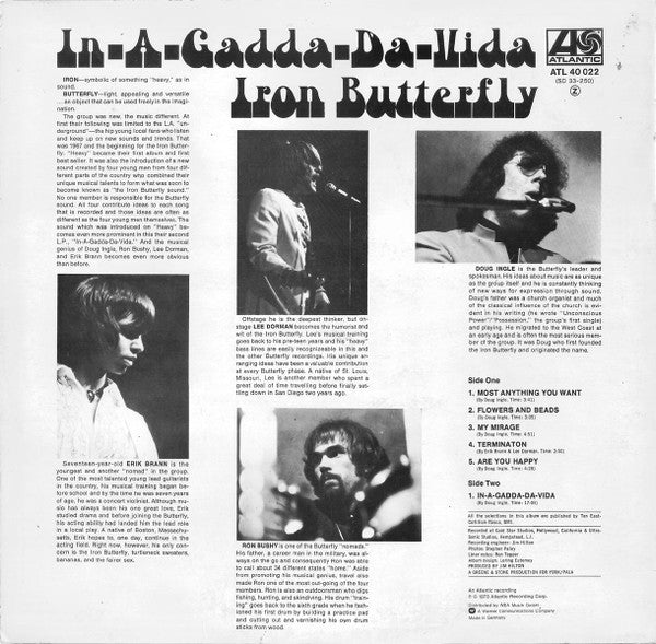 Iron Butterfly : In-A-Gadda-Da-Vida (LP, Album, RP)