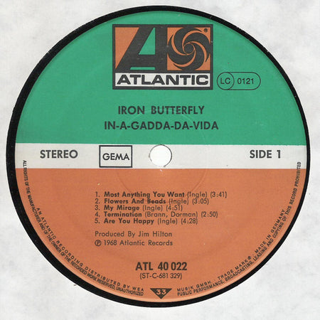 Iron Butterfly : In-A-Gadda-Da-Vida (LP, Album, RP)