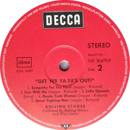 The Rolling Stones : Get Yer Ya-Ya's Out! - The Rolling Stones In Concert (LP, Album, RP)