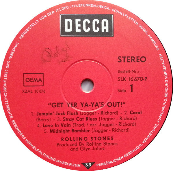 The Rolling Stones : Get Yer Ya-Ya's Out! - The Rolling Stones In Concert (LP, Album, RP)