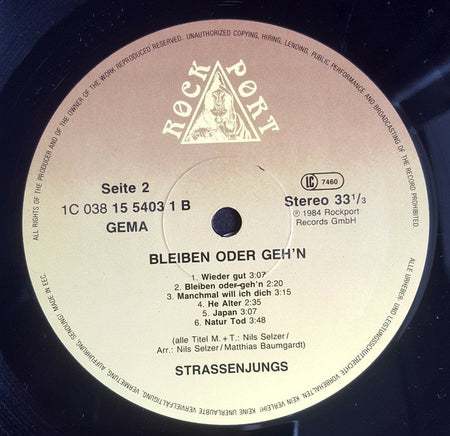 Strassenjungs : Bleiben Oder Geh'n (LP, Album, RE)