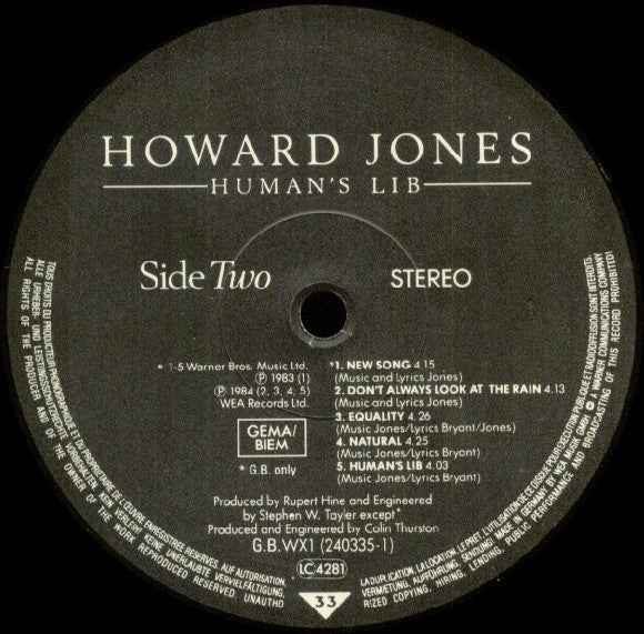 Howard Jones Human'S Lib (LP) (Near Mint (NM Or M ))