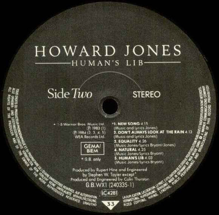 Howard Jones Human'S Lib (LP) (Near Mint (NM Or M ))