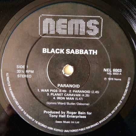 Black Sabbath : Paranoid (LP, Album, RE, Gat)