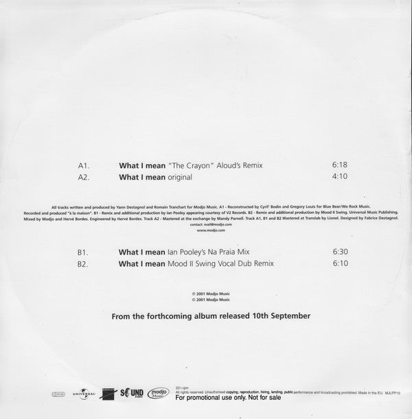Modjo : What I Mean (12", Promo)