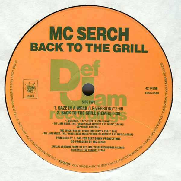 MC Serch Back To The Grill (12") (Near Mint (NM Or M ))
