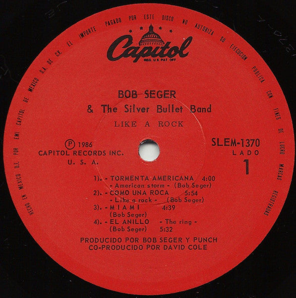 Bob Seger And The Silver Bullet Band : Like A Rock (LP, Album)