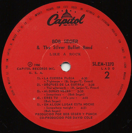 Bob Seger And The Silver Bullet Band : Like A Rock (LP, Album)