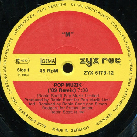 M (2) : Pop Muzik (The 1989 Re-Mix) (12", Maxi)