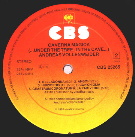 Andreas Vollenweider : Caverna Magica (...Under The Tree - In The Cave...) (LP, Album, Hal)