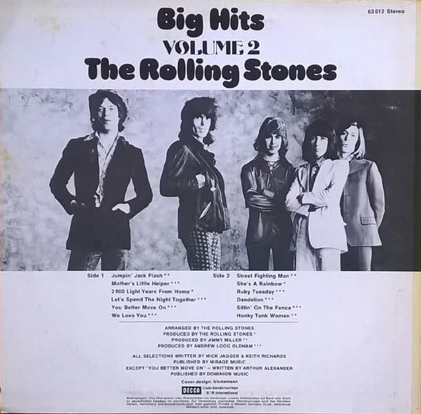 The Rolling Stones : Big Hits Volume 2 (LP, Comp, Club)