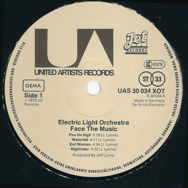 Electric Light Orchestra : Face The Music (LP, Album, RE)