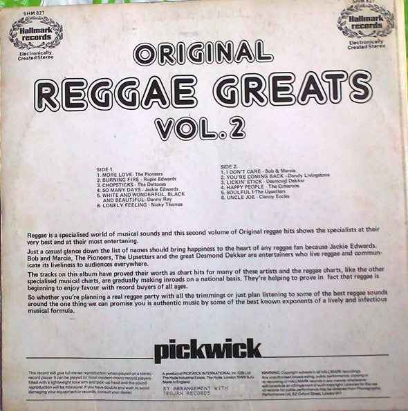 Various - Original Reggae Greats - Vol. 2 (LP) (Near Mint (NM or M-))