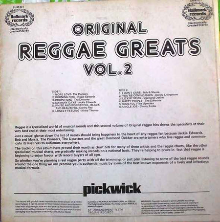 Various - Original Reggae Greats - Vol. 2 (LP) (Near Mint (NM or M-))
