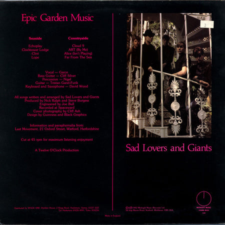 Sad Lovers And Giants : Epic Garden Music (LP, Album)
