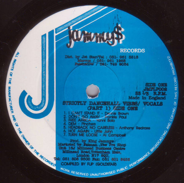 Various : Strictly Dancehall Vibes / Vocals (Part 1) (LP, Comp)
