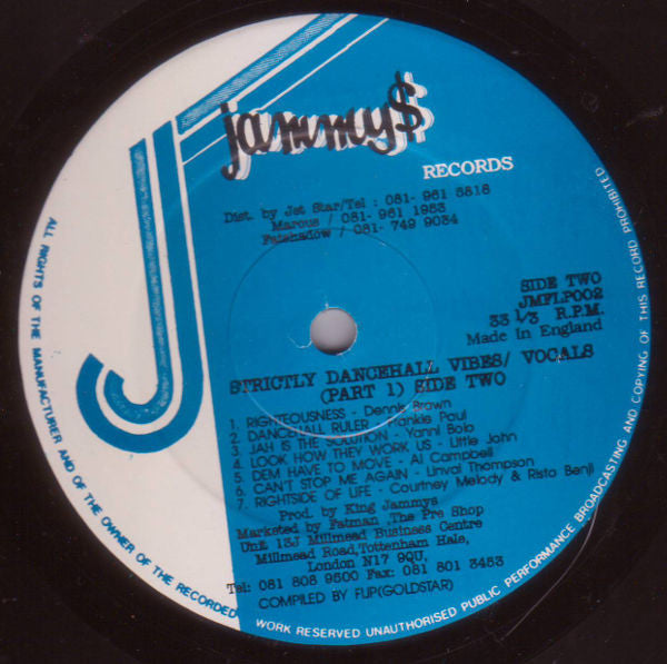 Various : Strictly Dancehall Vibes / Vocals (Part 1) (LP, Comp)