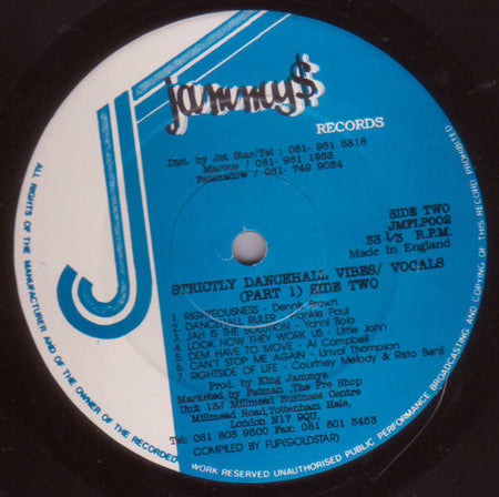Various : Strictly Dancehall Vibes / Vocals (Part 1) (LP, Comp)
