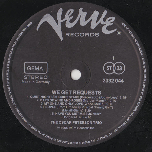 The Oscar Peterson Trio : We Get Requests (LP, Album, RE)