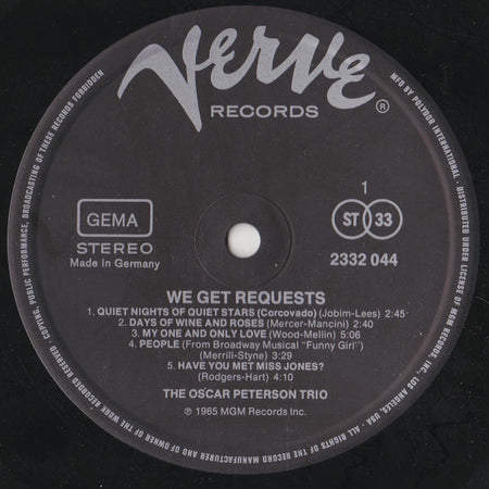 The Oscar Peterson Trio : We Get Requests (LP, Album, RE)
